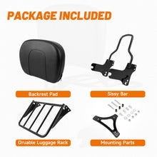 Load image into Gallery viewer, Passenger Backrest Sissy Bar Luggage Rack For Harley Touring 97-08