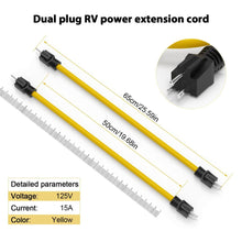 Load image into Gallery viewer, 3 fork plug to dual male extension cable for RV power adapter cable for switch conversion