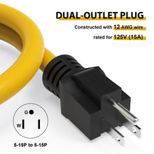 Load image into Gallery viewer, 3 fork plug to dual male extension cable for RV power adapter cable for switch conversion