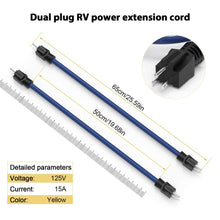 Load image into Gallery viewer, 3 fork plug to dual male extension cable for RV power adapter cable for switch conversion