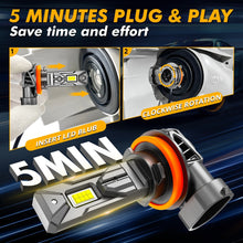 Load image into Gallery viewer, Q26S Series H11 1:1 Direct Plug-In Installation Single Copper Tube Structure Fan Cooling 90W LED Car Headlight Bulb AUXBEAM