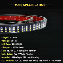 Load image into Gallery viewer, 60" 3-Row 504 LED Truck Tailgate Light Bar Strip Reverse Brake Signal Tail Lamp