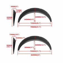 Load image into Gallery viewer, 4x Black Universal Fender Flares Flexible Durable Polyurethane Auto Car Body Kit