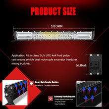 Load image into Gallery viewer, 21"22"inch 1350W Led Work Light Bar Tri ROW Offroad Pure White Lamp FOR SUV JEEP