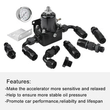 Load image into Gallery viewer, Universal Adjustable Fuel Pressure Regulator Kit 100psi Fitting Black