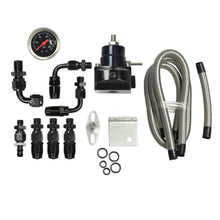 Load image into Gallery viewer, Universal Adjustable Fuel Pressure Regulator Kit 100psi Fitting Black