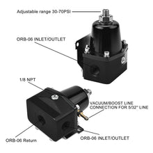 Load image into Gallery viewer, Universal Adjustable Fuel Pressure Regulator Kit 100psi Fitting Black