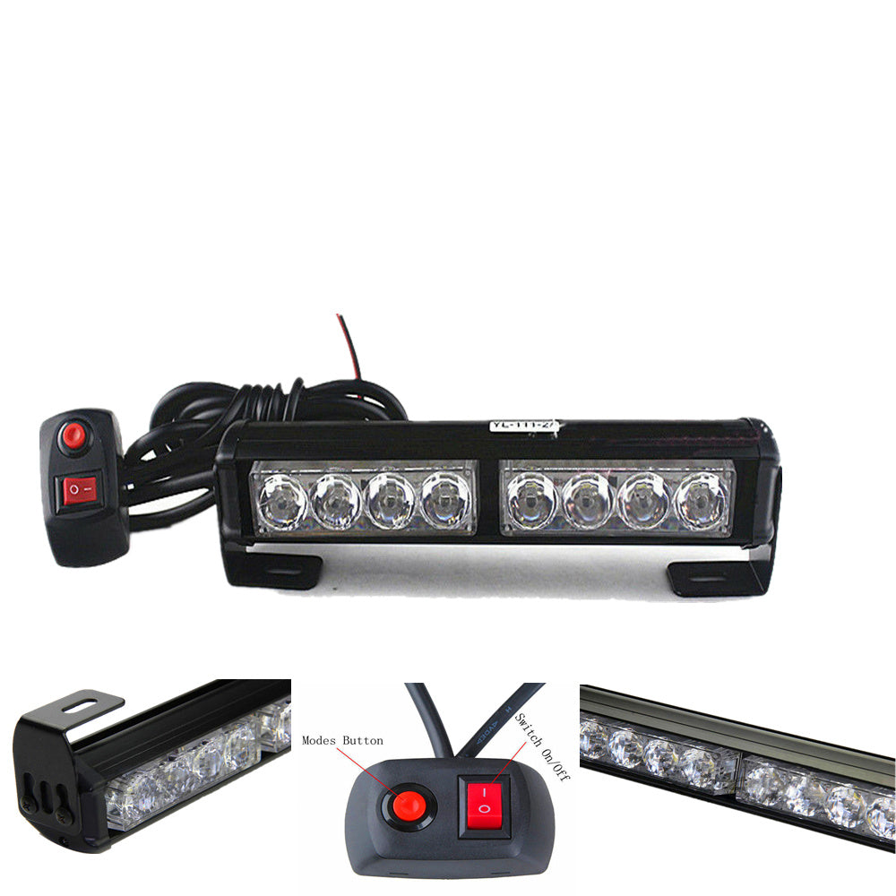 8 LED Car Emergency Warning Traffic Advisor Strobe Light Bar Grill