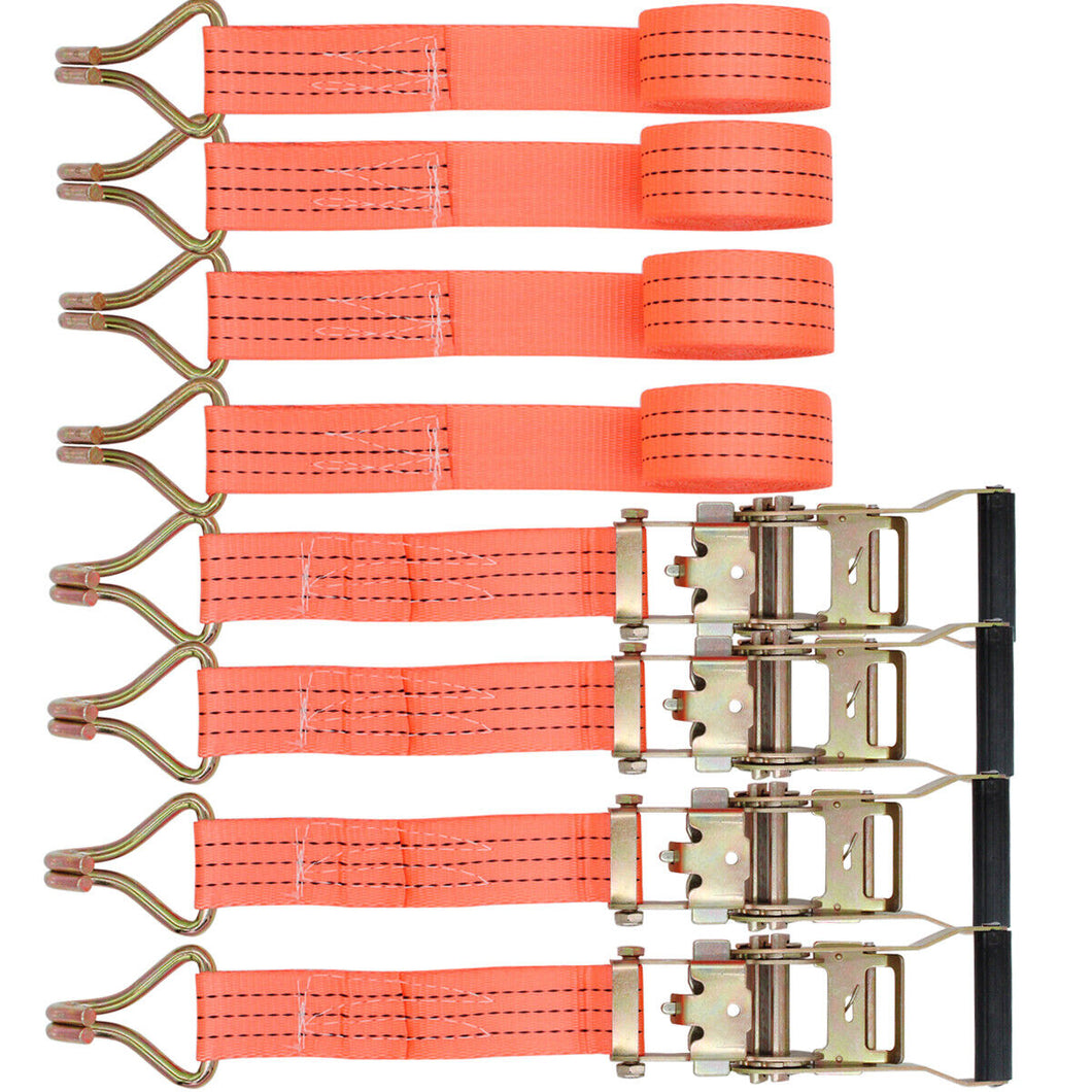 4Pack Ratchet Straps Double J-Hook Tie Downs Heavy Duty 4400lb 1.5