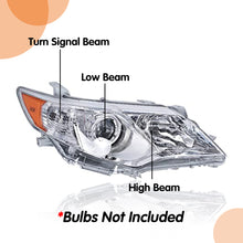 Load image into Gallery viewer, Headlights Assembly Fit for 2012 2013 2014 Toyota Camry L/SE/LE/XLE/Hybrid, Pair Chrome Headlamps Replacement Included Driver and Passenger Side

