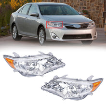 Load image into Gallery viewer, Headlights Assembly Fit for 2012 2013 2014 Toyota Camry L/SE/LE/XLE/Hybrid, Pair Chrome Headlamps Replacement Included Driver and Passenger Side

