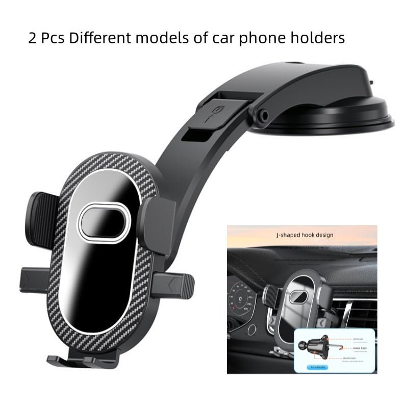 2Pcs Car Mobile Phone Bracket, One Is A Suction Cup Type Mobile Phone Bracket, And Another Is A Hook-type Mobile Phone Bracket Adjustable Horizontal And Vertical Phone Mounts Car Dashboard Compatible With All Phones
