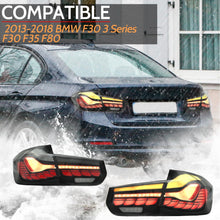 Load image into Gallery viewer, Tail Lights Compatible with 2013-2018 BMW 3-Series F30 F35 F80 6th Sedan with Dragon Scales Running Light, Driver and Passenger side(Smoke Lens Styles)
