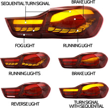 Load image into Gallery viewer, Tail Lights Compatible with 2014-2020 4-series BMW GTS F32 F33 F36 F82 F83 with 3D Dynamic Animation Dragon Scales Running Light, Driver and Passenger Side
