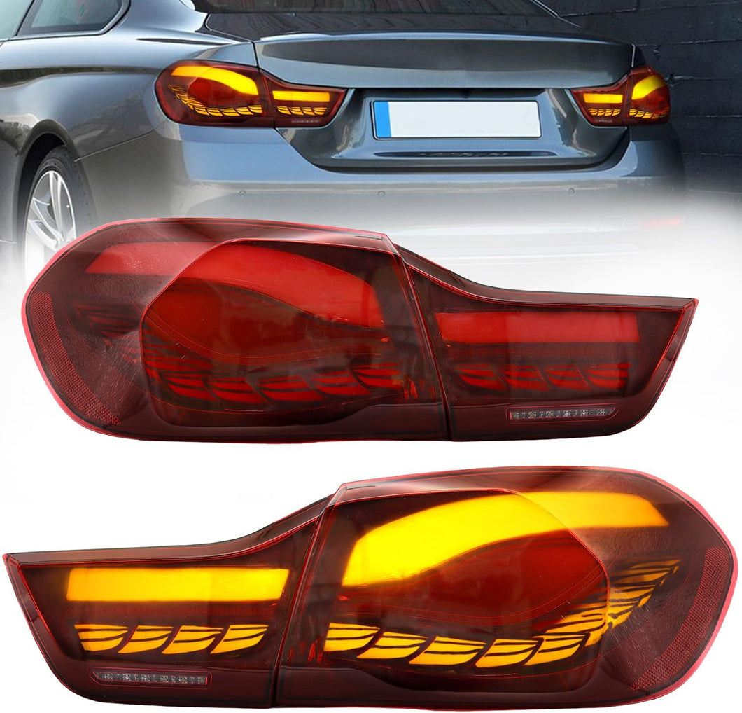 Tail Lights Compatible with 2014-2020 4-series BMW GTS F32 F33 F36 F82 F83 with 3D Dynamic Animation Dragon Scales Running Light, Driver and Passenger Side