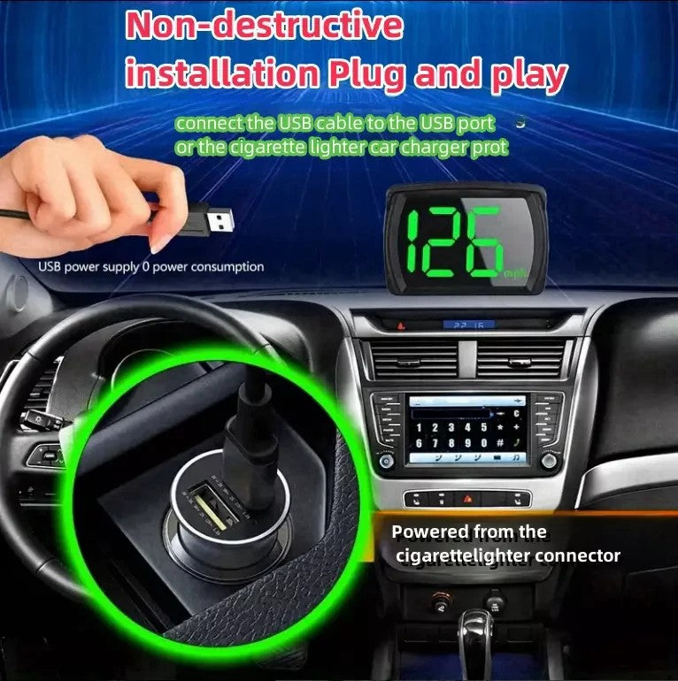 2024 New HUD Car Head-up Display MPH Speed Display 3-inch Multi-function LCD MPH Dashboard