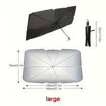 Load image into Gallery viewer, [UPF50+ Sunshade] UPF50+ Compact Roll-Up Sunshade for Front Window | Heat Insulation and UV Protection, Easy-to-Use Auto Interior Accessory, Fits Most Vehicles, Sun Protection Curtain, Sleek Black Umbrella Design, Easy Handling, Car Sunshade
