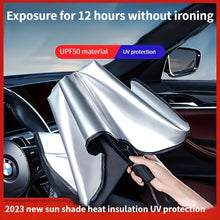 Load image into Gallery viewer, [UPF50+ Sunshade] UPF50+ Compact Roll-Up Sunshade for Front Window | Heat Insulation and UV Protection, Easy-to-Use Auto Interior Accessory, Fits Most Vehicles, Sun Protection Curtain, Sleek Black Umbrella Design, Easy Handling, Car Sunshade
