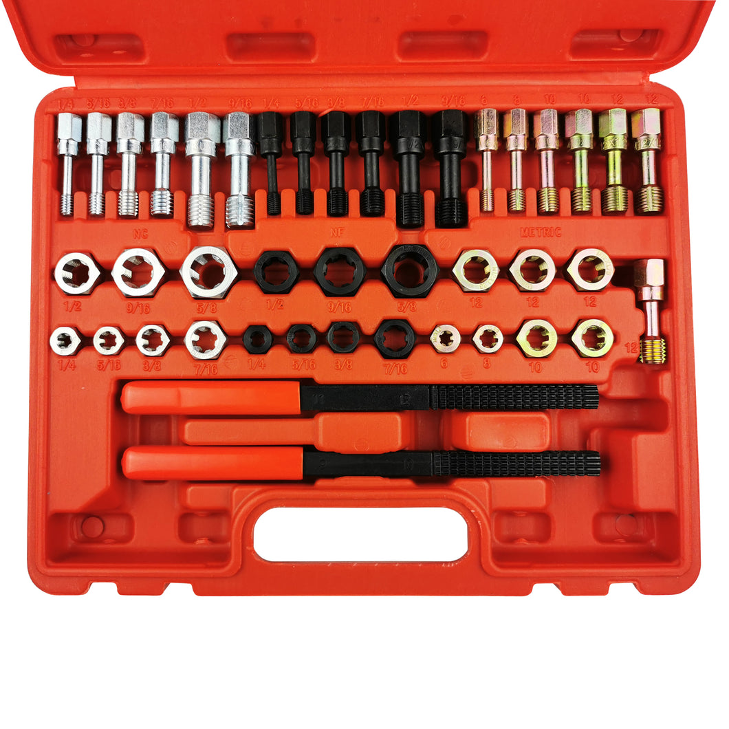 42PCS Thread Chaser Set Rethreading Rethreader Restorer Repair Tool Kit Metric, UNF and UNC Sizes