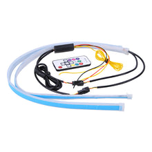 Load image into Gallery viewer, 2x 60CM RGB Slim Sequential Flexible DRL LED Turn Signal Strip Remote Headlight
