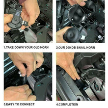 Load image into Gallery viewer, 2PCS 12V 300DB Super Horn Snail Waterproof  Horn For Motorcycle Truck SUV Boat
