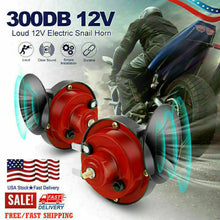 Load image into Gallery viewer, 2PCS 12V 300DB Super Horn Snail Waterproof  Horn For Motorcycle Truck SUV Boat
