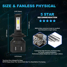 Load image into Gallery viewer, 2X Fanless 3Side H7 CSP LED Headlights Bulb Conversion Kit White 6000K Noiseless

