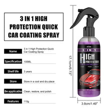 Load image into Gallery viewer, 100ml 3-in-1 High Protection Quick Car Coat Ceramic Coating Spray Hydrophobic US
