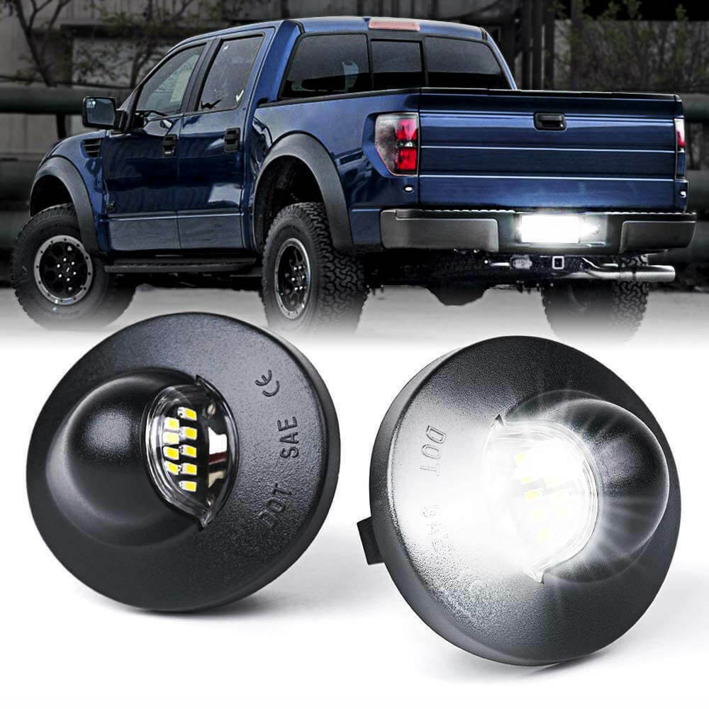 2x LED License Plate Light Tag Lamp Assembly Replacement for Ford F150 F250 F350
