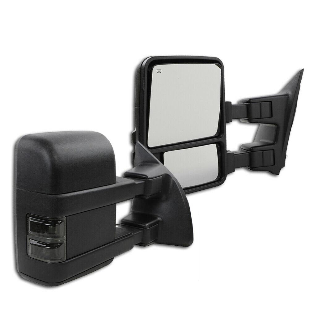 Tow Mirror For 99-07 Ford F250-F550 Super Duty Power Heated SMOKE Turn Signal