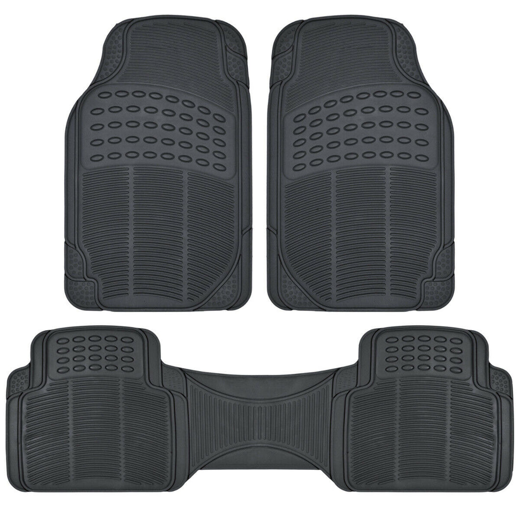 Car Floor Mats for Auto All Weather Rubber Liners Heavy Duty Black 3pcs Pack