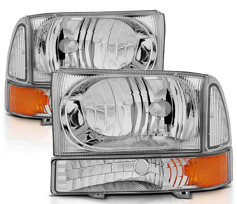 Chrome Headlight For 1999-2004 Ford SuperDuty F250/350/450/550/ 00-04 Excursion