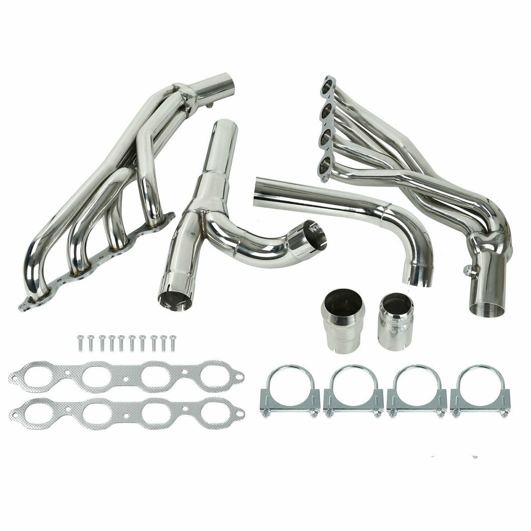 Long Tube Stainless Steel Headers w/ Y Pipe Fits Chevy GMC 14-17 5.3L 6.2L