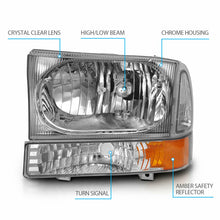 Load image into Gallery viewer, Chrome Headlight For 1999-2004 Ford SuperDuty F250/350/450/550/ 00-04 Excursion
