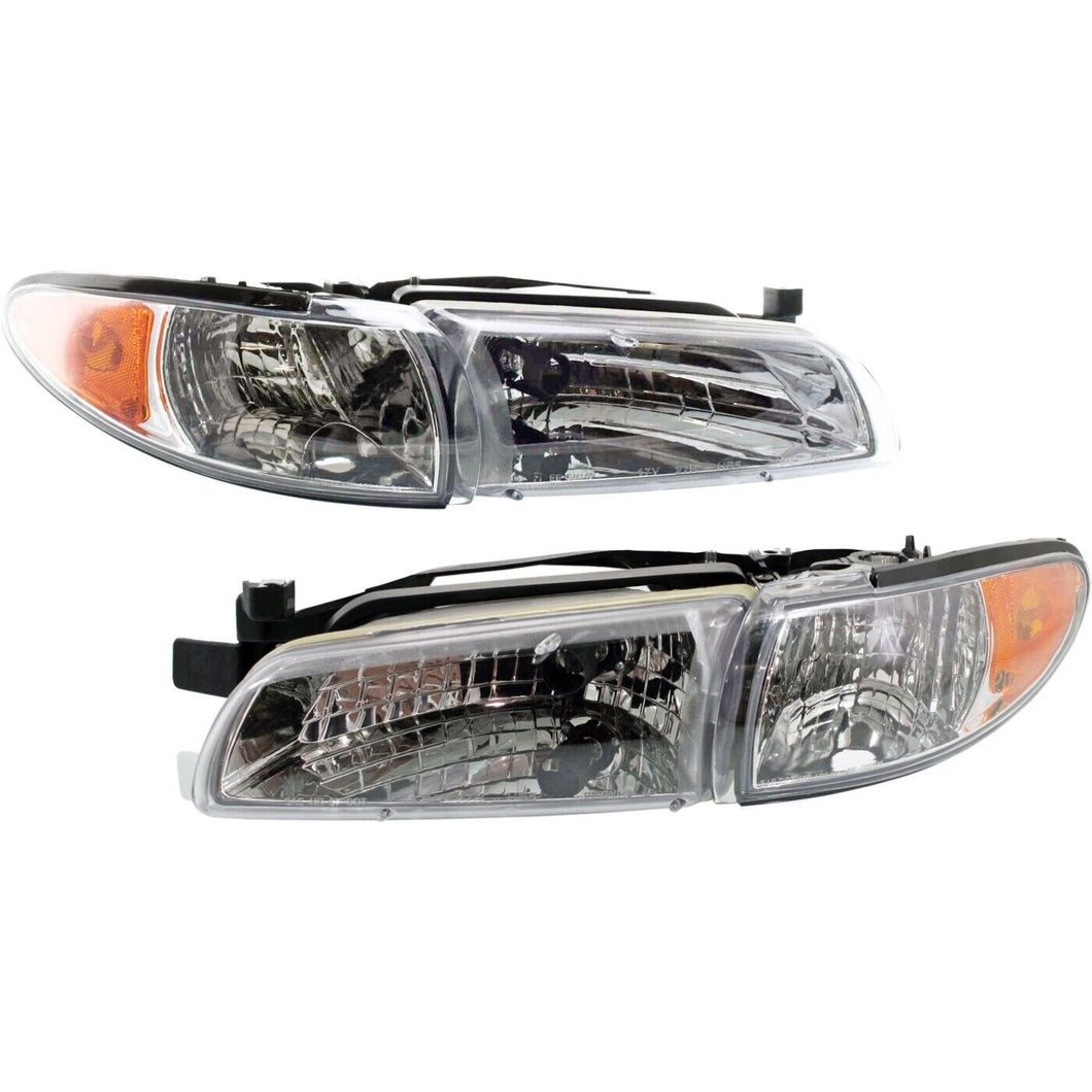 Headlights Headlamps Left & Right Pair Set NEW FOR 97-03 Pontiac Grand Prix