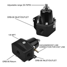 Load image into Gallery viewer, Universal Adjustable Fuel Pressure Regulator Kit 100psi Fitting Black
